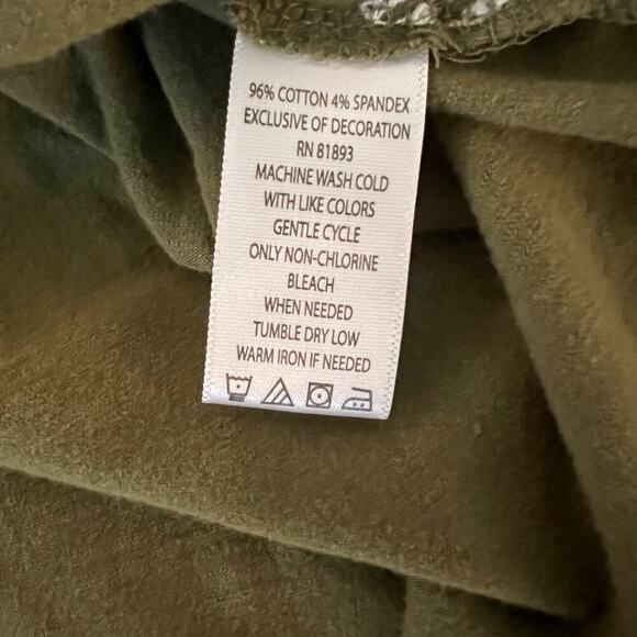 C Wonder Woman 1X Embroidered Neckline and Yolk Olive Bohemian Stretchy Tunic - Picture 8 of 9